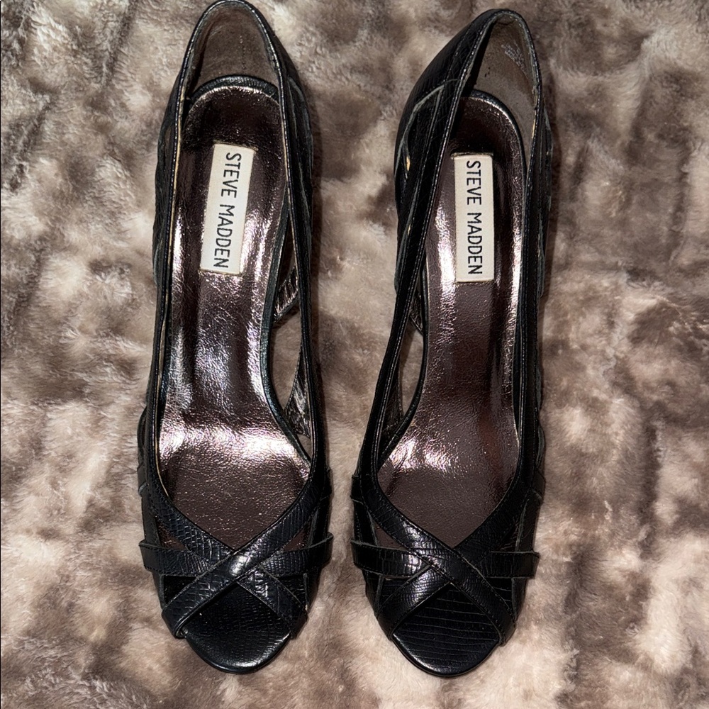 Steve Madden Black Peep-Toe Heels